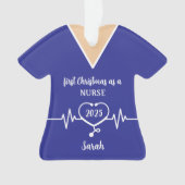 Personalisiert Nurse Blue Scrubs Weihnachten Ornament (Vorderseite)