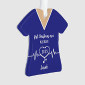 Personalisiert Nurse Blue Scrubs Weihnachten Ornament (Vorderseite)