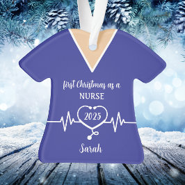 Personalisiert Nurse Blue Scrubs Weihnachten Ornament
