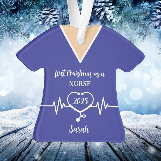 Personalisiert Nurse Blue Scrubs Weihnachten Ornament