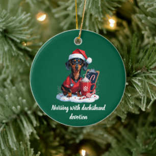 Personalisiert Nurse Dackel Weihnachten Keramik Ornament