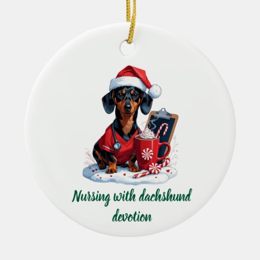 Personalisiert Nurse Dackel Weihnachten Keramik Ornament (Vorne)