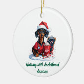 Personalisiert Nurse Dackel Weihnachten Keramik Ornament (Links)