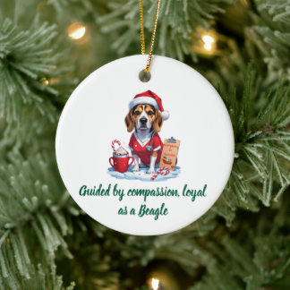 Personalisiert Nurse Dog Lover Beagle Weihnachten Keramik Ornament