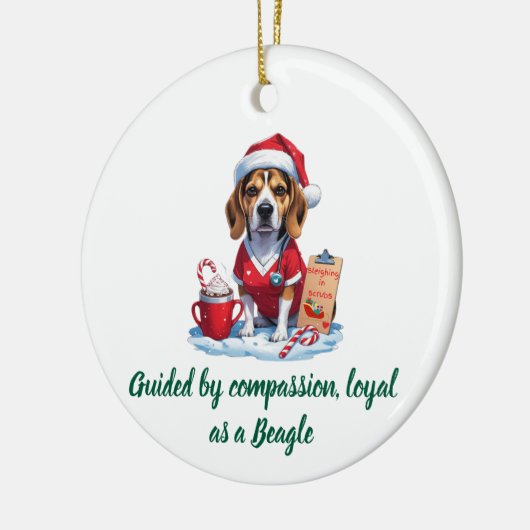 Personalisiert Nurse Dog Lover Beagle Weihnachten Keramik Ornament (Links)