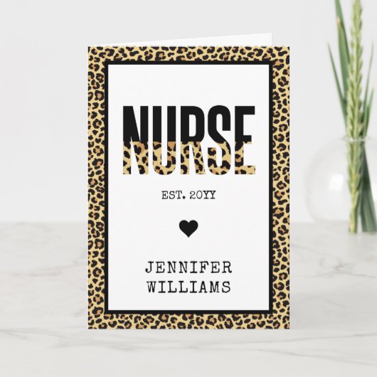 Personalisiert Nurse Est Cheetah RN Abschluss Karte (Vorderseite)