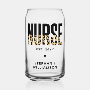 Personalisiert Nurse Leopard Print RN Abschluss Dosenglas