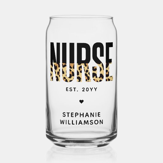 Personalisiert Nurse Leopard Print RN Abschluss Dosenglas (Vorderseite)