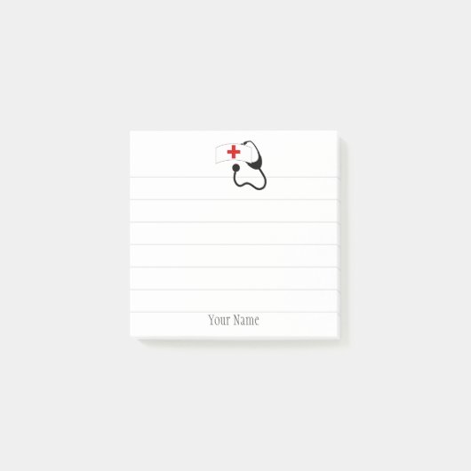 Personalisiert Nurse Niedlich White Stethoscope Post-it Klebezettel (Vorderseite)