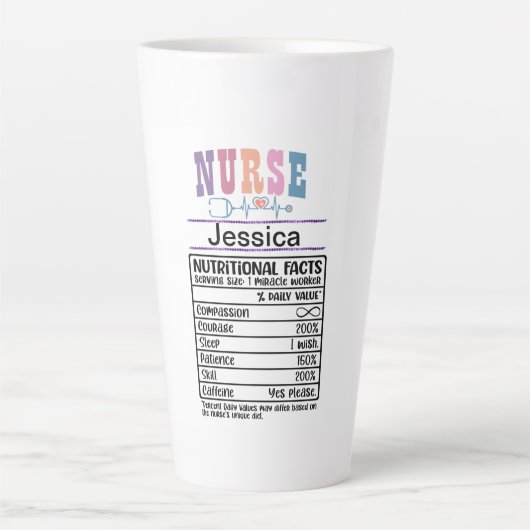 Personalisiert Nurse Nutrition Facts Funny Mug Milchtasse (Vorderseite)