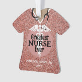Personalisiert Nurse Pink Scrub Top Weihnachten Ornament (Vorderseite)
