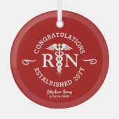 Personalisiert Nurse RN Abschluss Rote Medizin Ornament Aus Glas (Vorderseite)