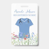 Personalisiert Nurse RN LPN NP Blue Scrubs Ausweis (Rückseite)