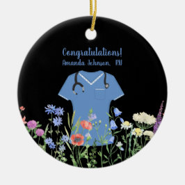 Personalisiert Nurse RN LPN NP Blue Scrubs Keramik Ornament