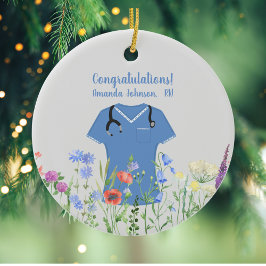 Personalisiert Nurse RN LPN NP Blue Scrubs Keramik Ornament