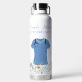 Personalisiert Nurse RN LPN NP Blue Scrubs Trinkflasche (Rückseite)