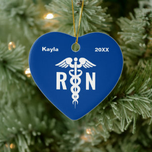 Personalisiert Nurse RN Medical Blue Abschluss Keramik Ornament