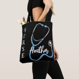 Personalisiert Nurse Stethoscope Black Minimalisti Tasche