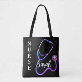 Personalisiert Nurse Stethoscope Black Minimalisti Tasche