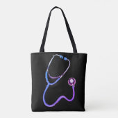 Personalisiert Nurse Stethoscope Black Minimalisti Tasche (Rückseite)