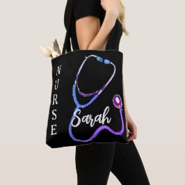 Personalisiert Nurse Stethoscope Black Minimalisti Tasche