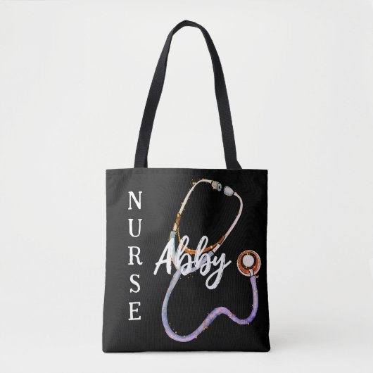 Personalisiert Nurse Stethoscope Minimalistisch Bl Tasche (Vorderseite)