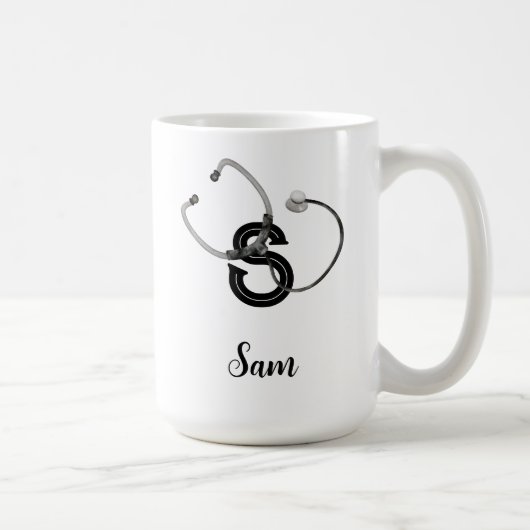 Personalisiert Nurse Stethoscope Monogram Modern Kaffeetasse (Rechts)