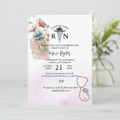 Personalisiert Nursing Abschluss Wasserfarben FIor Einladung (Stehend Vorderseite)