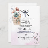Personalisiert Nursing Abschluss Wasserfarben FIor Einladung (Vorne/Hinten)
