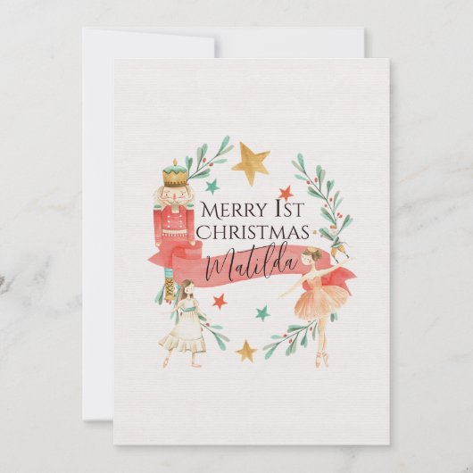 Personalisiert Nutcracker Theme Erste Weihnachtska Feiertagskarte (Vorderseite)
