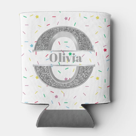Personalisiert O Initial Silver Monogram Ihr Name Dosenkühler (Rückseite)
