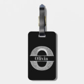 Personalisiert O Initial Silver Monogram Ihr Name Gepäckanhänger (Rückseite vertikal)