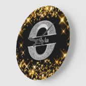 Personalisiert O Initial Silver Monogram Ihr Name Große Wanduhr (Winkel)