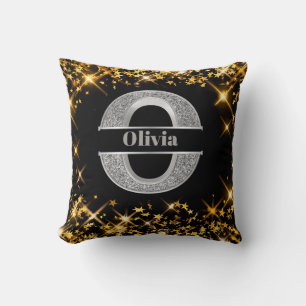 Personalisiert O Initial Silver Monogram Ihr Name Kissen