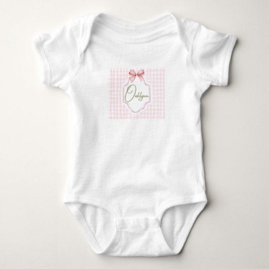Personalisiert Oaklynn Baby Girl Kinderzimmer Bow& Baby Strampler (Vorderseite)