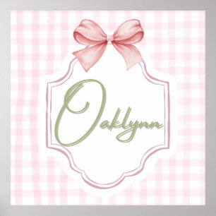 Personalisiert Oaklynn Baby Girl Kinderzimmer Bow& Poster
