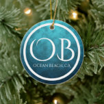 Personalisiert OB Ocean Beach, CA Blue Bkg Weihnac Keramik Ornament<br><div class="desc">OB Ocean Beach,  Kalifornien mit Blue Water Background Weihnachtsbaum Ornament - Es kann mit einem Namen,  Jahr oder jedem Text,  den Sie hinzufügen möchten personalisiert werden. -</div>