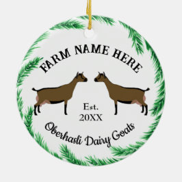 Personalisiert Oberhasli Milchziege Pine Wreath Keramik Ornament