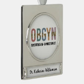 Personalisiert OBGYN Obstetriker Gynäkologe Banner-Ornament Silber (Rechts)