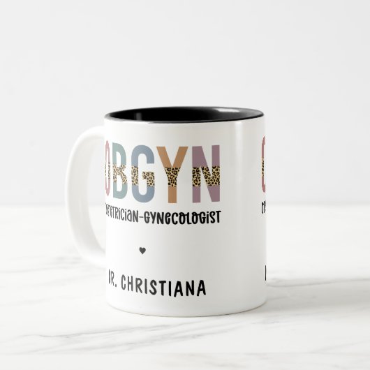 Personalisiert OBGYN Obstetriker Gynäkologe Zweifarbige Tasse (Vorderseite Links)