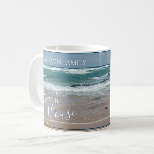 Personalisiert Ocean Beach House Kaffeetasse (Vorderseite Links)