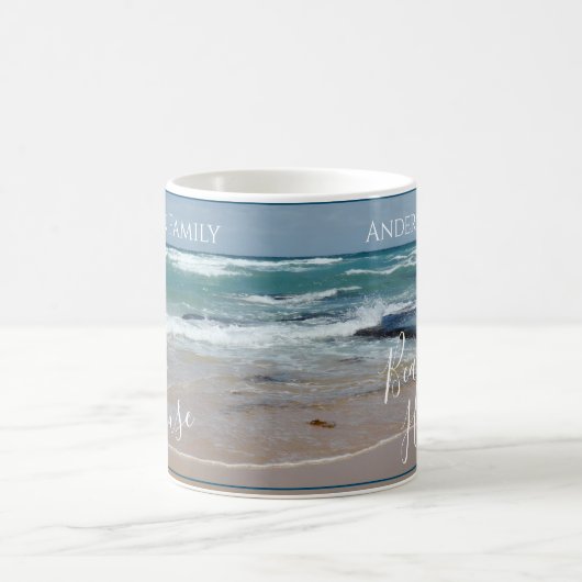 Personalisiert Ocean Beach House Kaffeetasse (Mittel)