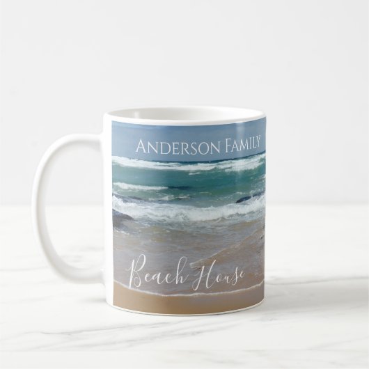 Personalisiert Ocean Beach House Kaffeetasse (Links)