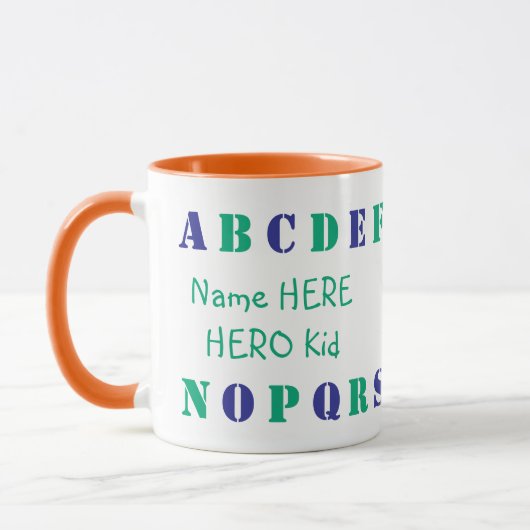 Personalisiert Ocean Green, Blue English Alphabet Tasse (Links)