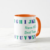 Personalisiert Ocean Green, Blue English Alphabet Tasse (VorderseiteRechts)