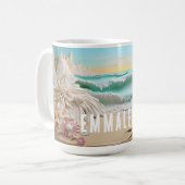 Personalisiert Ocean Wave 3D Aussehen Strand Blume Kaffeetasse (Vorderseite Links)
