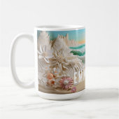 Personalisiert Ocean Wave 3D Aussehen Strand Blume Kaffeetasse (Links)