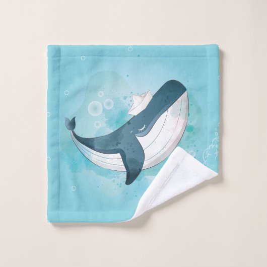 Personalisiert Ocean Whale Boy Badhandtuch Set (Waschlappen)