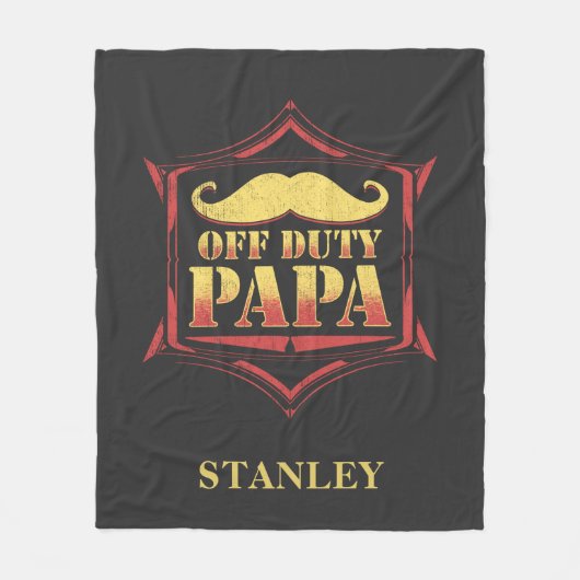 Personalisiert Off Duty Papa Remüde Vater Fleecedecke (Vorderseite)
