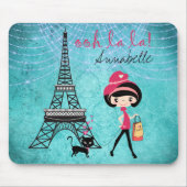 Personalisiert Oh La Paris Girl and Cat Mousepad (Vorne)